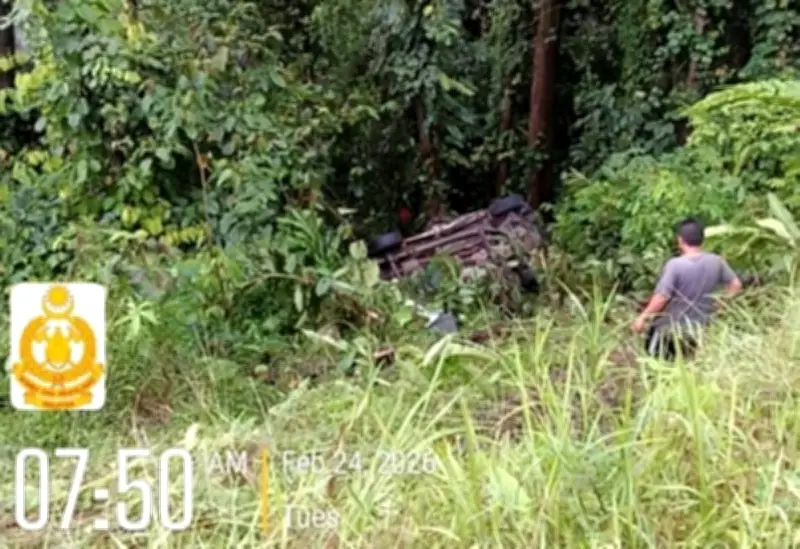 Lelaki Maut, Isteri Diselamatkan Selepas Hilux Terjun Gaung di Ulu Baram