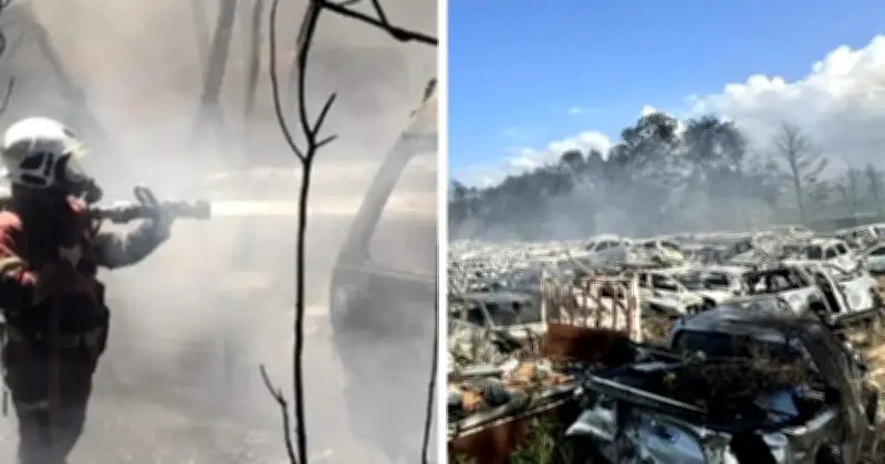 700 Kenderaan Terpakai Musnah Dalam Kebakaran Kemudahan Penyimpanan di Tuaran