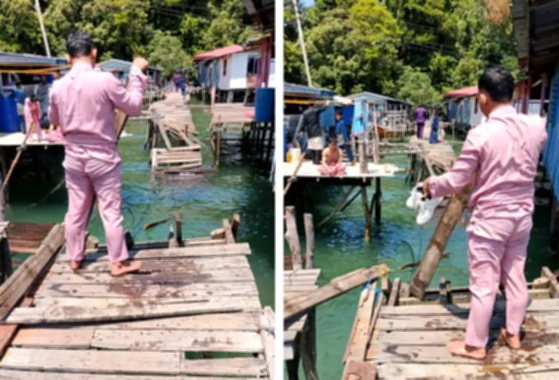 Jambatan Runtuh di Pulau Gaya, Pengunjung Raya Terjun ke Laut