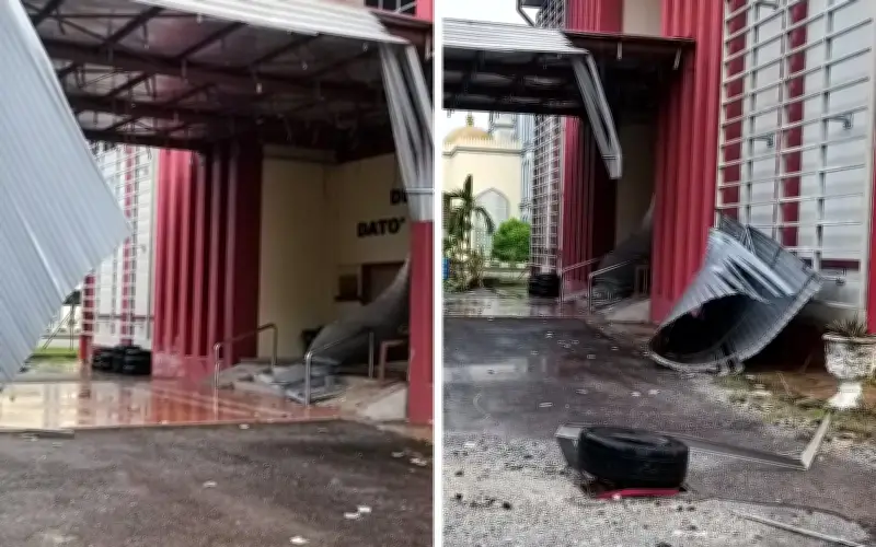 Balai Bomba antara bangunan rosak dalam ribut petir Kepala Batas