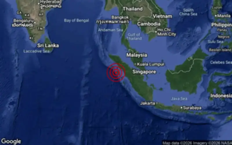 Gempa Bumi Sederhana Magnitud 5.9 Gegar Sumatera Utara, Tiada Ancaman Tsunami ke Malaysia