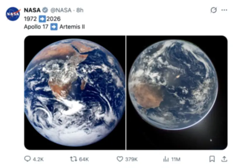 Keindahan Bumi Masih Memukau Selepas 54 Tahun: NASA Kongsi Gambar Menakjubkan dari Artemis 2