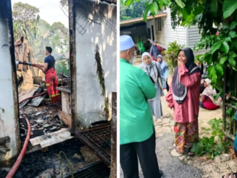 Pesara Jerantut kehilangan rumah terbakar 10 hari selepas kematian suami