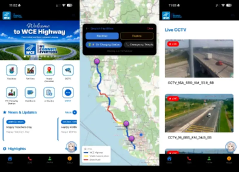 Aplikasi WCE Kini Bantu Navigasi, Trafik, Tol dan Tarikan Pelancong