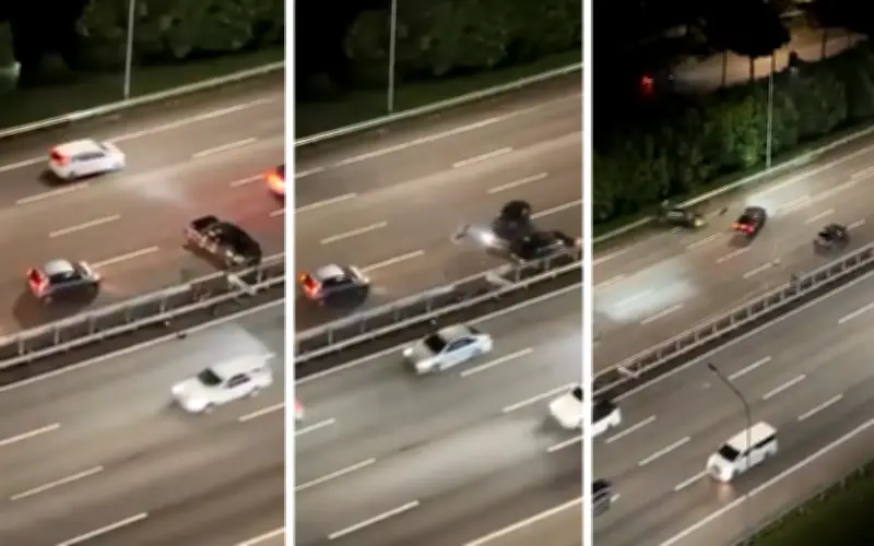 Pemandu Ditahan Selepas Kemalangan Tiga Kereta Di NKVE Tular