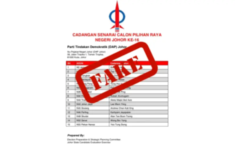 DAP Johor nafi kesahihan senarai calon PRN yang tular di media sosial