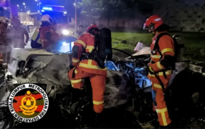 Kemalangan DUKE: Dua mahasiswa maut terbakar dalam BMW, seorang terselamat