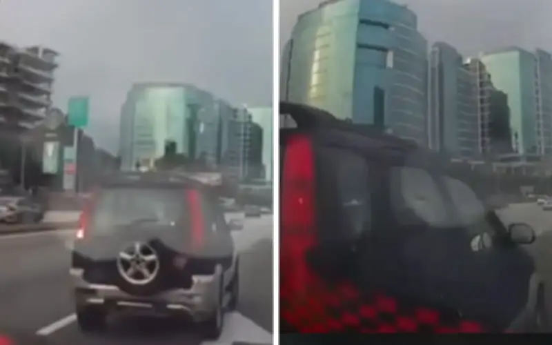 Polis buru pemandu Perodua Kembara lari selepas langgar kereta dan motosikal di Lebuhraya Persekutuan