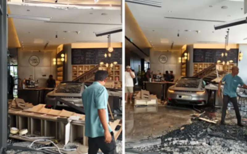 Porsche Taycan rempuh lobi hotel di Persiaran Gurney, pemandu tersilap tekan pedal