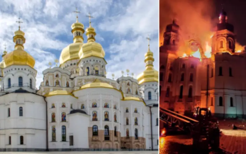 Serangan Maut di Ukraine, Katedral Kyiv Terbakar