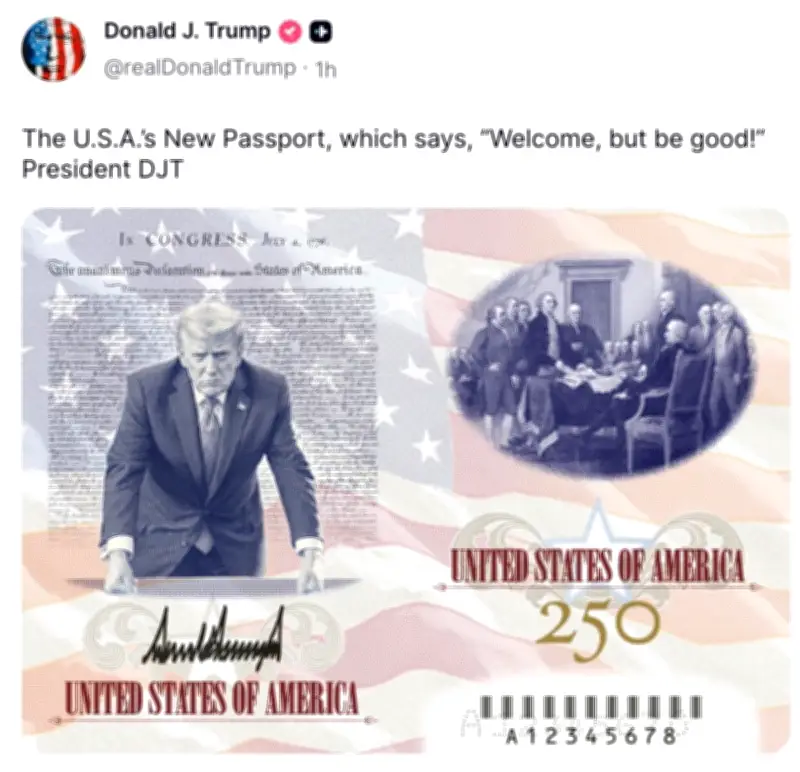 Trump lancar pasport baharu AS edisi terhad dengan gambarnya sendiri
