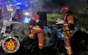 Dua maut kereta terbabas, terbakar di lebuh raya DUKE