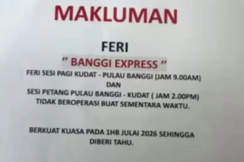 Perkhidmatan feri Pulau Banggi dikurangkan kepada satu perjalanan sehari